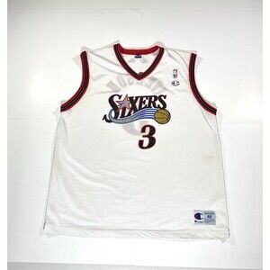 Vintage Champion Allen Iverson #3 Jersey Size 48 Philadelphia 76ers Basketball